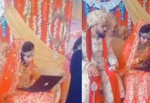 மணப்பெண் கோலத்தில் பெண் செய்த வேலை! பரிதாபமாக வேடிக்கை பார்க்கும் புதுமாப்பிள்ளை? வைரலாகும் காட்சி..!