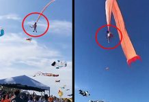 பட்டத்தில் சிக்கி அந்தரத்தில் பறந்த குழந்தை: ஒரு திடுக்கிடவைக்கும் வீடியோ!!