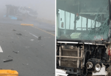 ஒரே நேரத்தில் 21 வாகனங்கள் மோதி விபத்து : வெளியான காரணம்!!
