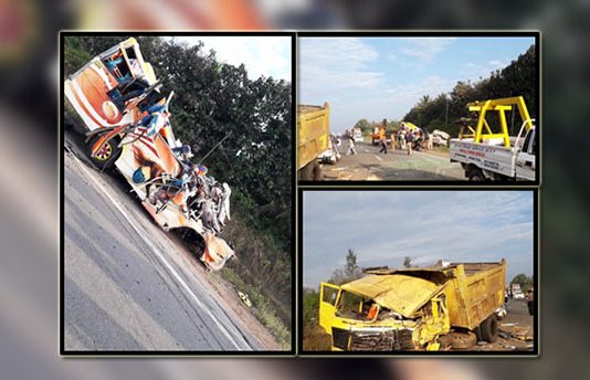 கர்நாடகாவில் சுற்றுலா வேனும் டிப்பர் லாரியும் நேருக்கு நேர் மோ தி கோ.ர வி.ப.த்து-11 பேர் ப லி!!