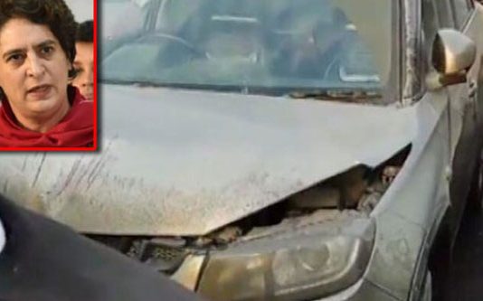 பிரியங்கா காந்தி உடன் சென்ற கார்கள் வி பத் துக்குள்ளானது!