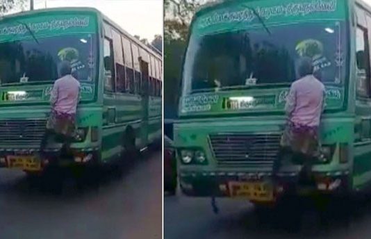 எட்றா வண்டிய….என பேருந்தின் முன் நின்று கு.டி.போ.தை ஆ சா மி சா க சப் பயணம்… காளிமுத்துக்கு கட்டம் சரி இல்ல!