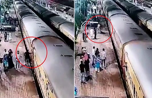 கோவாவில் ஓடும் ரயிலில் சிக்கிய நபரை பத்திரமாக மீட்ட ரயில்வே போலீசாரின் செயல்!!