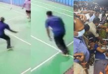 இறகு பந்து விளையாடும் போது இ.ற.ந்த இன்ஸ்பெக்டர் : வீடியோ!!