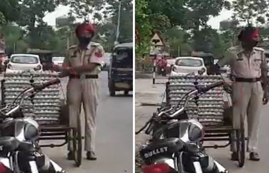 முட்டைகளை நைசாக தி.ரு.டி வசமாக சி.க்கிய போலீஸ்காரர்-காவல் காக்க வேண்டியவரே களவாணியாக மாறிய காட்சி!!
