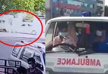 நோயாளிகளை ஏற்றி சென்ற ஆம்புலன்ஸ் மீது கார் மோதி விபத்து : பல்டி அடித்த காட்சி!!