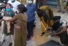 இரு சக்கர வாகனத்தில் வந்த மருத்துவ பணியாளரை தா.க்.கிய போலீஸ்!! நடுத்தெருவில் தரதர வென இ.ழுத்துச் செல்லப்பட்ட ஷாக் வீடியோ!