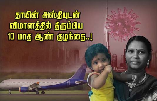 தாயின் அஸ்தியுடன் விமானத்தில் திரும்பிய 10 மாத ஆண் குழந்தை..! நடந்தது என்ன?