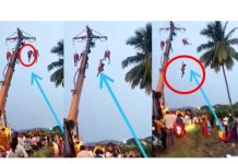 நேர்த்திக்கடன் செலுத்தியபோது, 40 அடி உயர கிரேனிலிருந்து திடீரென கீழே விழுந்த இளைஞர்!!