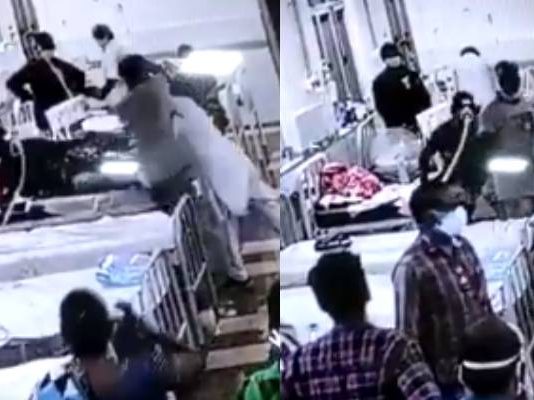 கொரோனா வார்டில் சிகிச்சையளித்த நர்ஸ் மீது பாய்ந்து பா.லி.யல் தா.க்.குதல் நடத்திய நபர்: அ.தி.ர்ச்சியை கிளப்பிய வீடியோ காட்சி!!