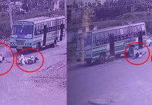 2 பைக்குகள் ஒன்றோடொன்று மோதி விபத்து: பேருந்து சக்கரத்தில் சிக்கிய நபர்!!