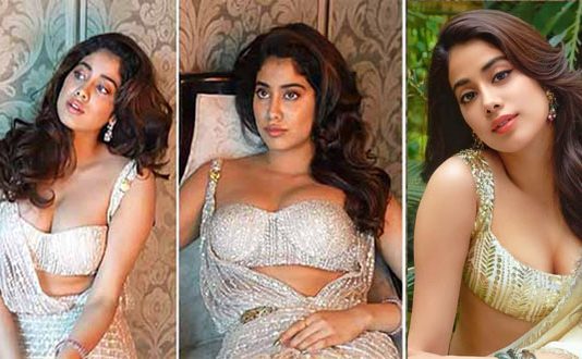 ஸ்லீவ் லெஸ் ஜாக்கெட் போட்டு… சிங்கிள் பிளீட் சேலை கட்டி ரசிகர்களை கதறவிட்ட ஜான்வி கபூர்!!