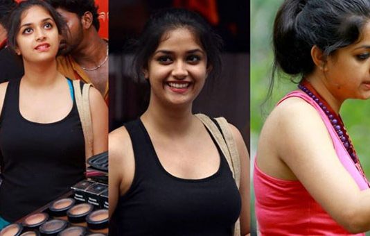 கிளாமரான உடையில் தொடையை காட்டி போஸ் கொடுத்த கீர்த்தி சுரேஷ்!!