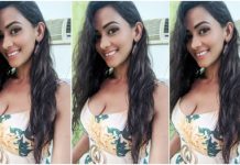 உள்ளாடை மட்டும் அணிந்து போஸ் கொடுத்த சஞ்சனா சிங்!!