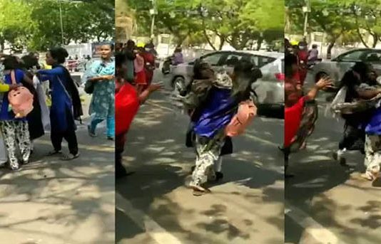காதலனுக்காக நடுரோட்டில் சண்டையிட்ட மாணவிகள் : பரபரப்பை கிளப்பிய சம்பவம்!!