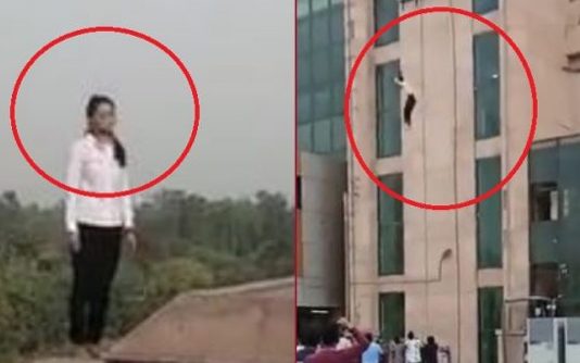 மெட்ரோ ரயில்நிலைய உச்சியில் இருந்து இளம் பெண் தற்கொலை முயற்சி : நடந்த விபரீதம்!!