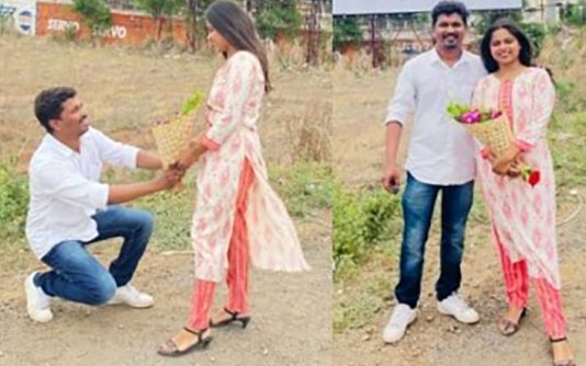 வித்தியாசமாக யோசித்து ‘LOVE’ ப்ரோபோஸ் செய்த இளைஞர் : உடனே க்ரீன் சிக்னல் காட்டிய இளம்பெண்!!