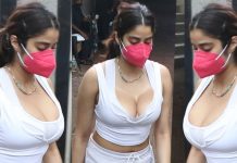 பார்ட்டியில் பளபளன்னு பலானத்தை காட்டி மயக்கிய ஜான்வி கபூர்!!