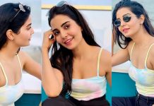 ஸ்வீலெஸ் ஜாக்கெட்டில் முன்னழகு ஒப்பனாக தெரியும்படி போஸ் கொடுத்த பிரபல நடிகை!!