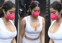 கவர்ச்சி உடையில் ஹாட்டான தொடை காட்டி அதிர வைத்த நடிகை ஜான்வி கபூர்!!