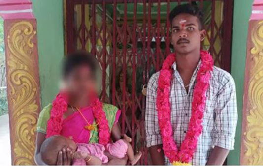 இளம்பெண்ணை ஏமாற்றி கர்ப்பமாக்கிய இளைஞர் : கைக்குழந்தையுடன் நடைபெற்ற விநோத திருமணம்!!
