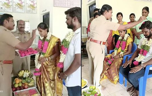 பெண் காவலருக்கு வளைகாப்பு நடத்திய சக காவல் அதிகாரிகள் : காவல் நிலையத்தில் நெகிழ்ச்சி சம்பவம்!!
