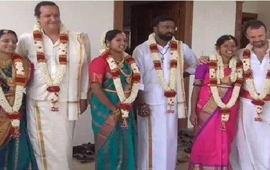 ஒரே வீட்டில் மூன்று தமிழ் பெண்களை திருமணம் செய்த பிரான்ஸ் நாட்டு மணமக்கள்!!