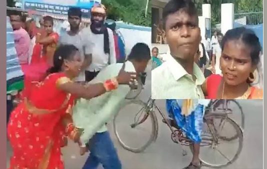ஓடினாலும் விடமாட்டேன்… டிமிக்கி கொடுத்த மணமகனை விரட்டிப் பிடித்த பெண் : வைரல் வீடியோ!!