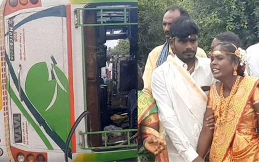 மணப்பெண் கண்முன்னே உயிரிழந்த சகோதரி : திருமண நிகழ்வுக்காக வேனில் சென்றபோது நேர்ந்த சோகம்!!