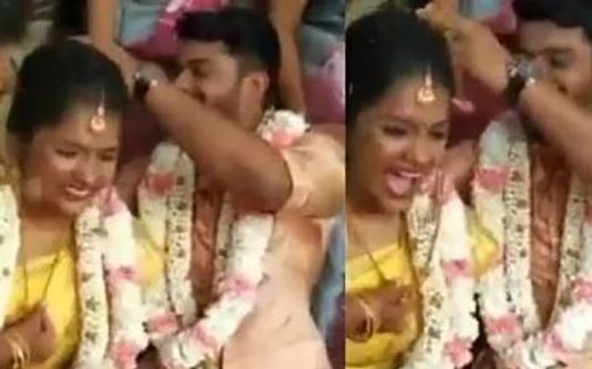 “ஹைய்யா ஜாலி ஜாலி..” தாலி கட்டும்போது மகிழ்ச்சியில் கைத்தட்டி குதித்த மணப்பெண்!!