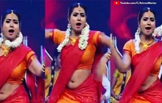 அதென்னமா இப்படி பிதுங்குது… பாவாடை தாவணியில் பளிச்சுன்னு காட்டிய மைனா நந்தினி!!