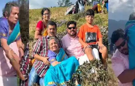 தாயை தோளில் சுமந்து சென்ற மகன்கள் : வாழ்நாள் ஆசையை நிறைவேற்ற செய்த நெகிழ்ச்சி செயல்!!