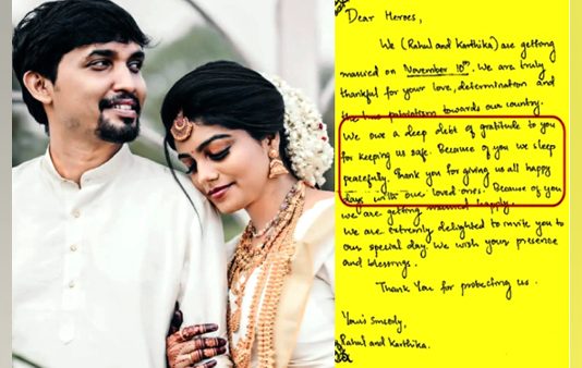 திருமணத்திற்கு இந்திய ராணுவத்தை அழைத்த கேரள தம்பதி : இணையத்தில் வைரலாகும் பதில் பதிவு!!