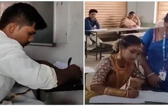மணக்கோலத்தில் தேர்வு எழுத ஓடி வந்த மணமக்கள்.. காரணம் இதுதான்!!