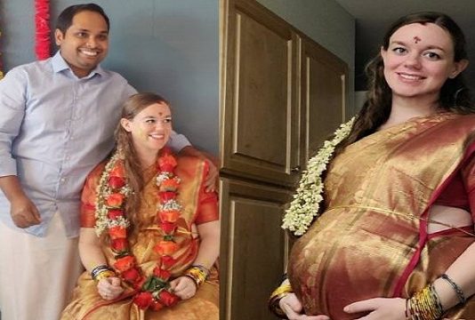 தமிழரை காதலித்து மணந்த வெளிநாட்டு பெண்…. பட்டு சேலையில் வளைகாப்பு நிகழ்ச்சி : வைரலாகும் புகைப்படங்கள்!!