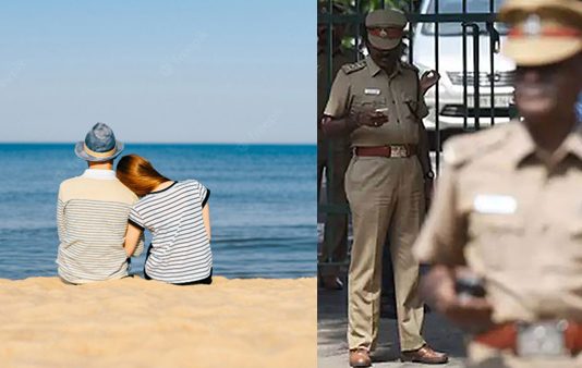 பீச்சில் உட்கார்ந்து காதலியிடம் ரொமன்ஸ்…. திடீரென வந்த 3 பேர் : போலீசில் கதறிய காதலன்!!