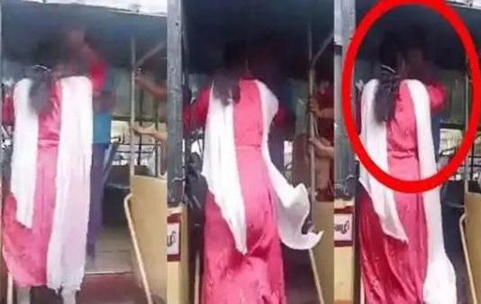 நடத்துனரை வெளுத்து வாங்கிய இளம்பெண் : வைரலாகும் வீடியோ!!