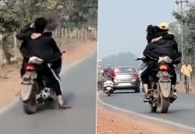 நடுரோட்டில் சில்மிஷம் செய்த காதல் ஜோடி.. அதுவும் திருட்டு பைக் வேற… இறுதியில் நடந்த பரிதாபம்!!