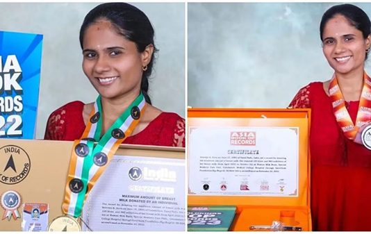 7 மாதங்களில் 105 லிட்டர் தாய்ப்பால் தானம் செய்து சாதனை படைத்த பெண் : குவியும் பாராட்டுக்கள்!!