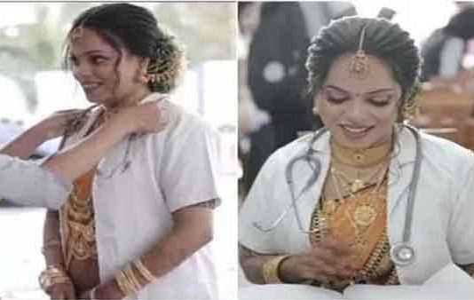 மருத்துவராகும் கனவு.. திருமணம் முடிந்த அடுத்த நிமிஷமே லேப் கோட்டுடன் தேர்வுக்கு போன புதுமணப்பெண் : வைரல் வீடியோ!!