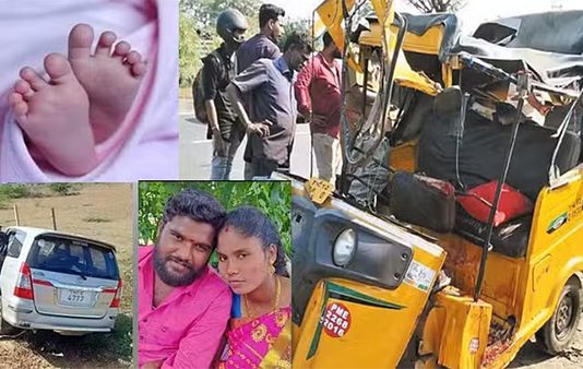 பிறந்த குழந்தையுடன் வீடு திரும்பிக்கொண்டிருந்தபோது நடந்த கோரம் : 4 பேருக்கு நடந்த சோகம்!!