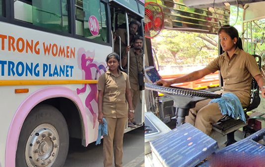 கெத்தாகப் பேருந்து ஓட்டி அசத்தும் கோவை மாவட்டத்தின் முதல் பெண் ஓட்டுநர்.. குவியும் வாழ்த்துக்கள்!!