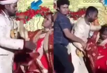 இனிப்பு ஊட்டிய மாப்பிள்ளையை பளார் என அடித்த மணமகள் : கலேபரமான கல்யாண வீடு!!