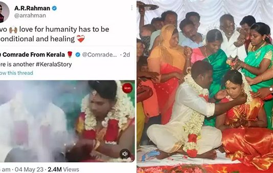 மசூதியில் நடத்தப்பட்ட இந்து திருமணம் : இசையமைப்பாளர் ஏ.ஆர் ரகுமான் பாராட்டி பகிர்ந்த வீடியோ!!