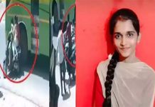 பஸ் சக்கரத்தில் சிக்கிய இளம்பெண்… வெளியான பதறவைக்கும் சிசிடிவி காட்சி!!
