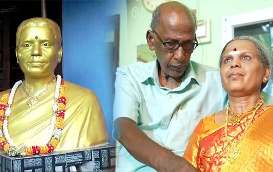 இறந்த மனைவிக்கு சிலை வைத்த 70 வயது முதியவர் செய்த செயல்… இப்படி ஓர் காதலா?
