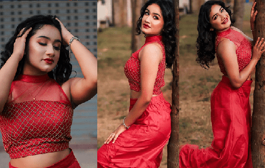 கட்டழகு எடுப்பாக தெரிய போஸ் கொடுத்து ரசிகர்களின் கவனத்தை ஈர்த்த ரவீனா தாஹா!!
