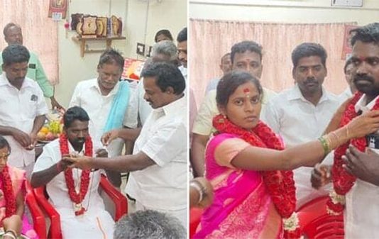 பெற்றோர் கடும் எதிர்ப்பு : எம்.எல்.ஏ. அலுவலகத்தில் காதல் திருமணம் செய்த ஜோடி!!