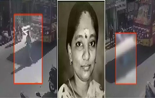 நிவாரணம் கிடைக்கும் என நம்பி பேருந்து முன் பாய்ந்த தாய் : பகீர் சிசிடிவி காட்சி!!