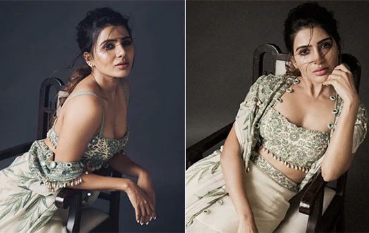 முன்னழகை இறக்கி காட்டி போஸ் கொடுத்த சமந்தா!!